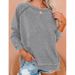 Women's Clothing Loose Large Size Round Neck Splicing Women's Long Sleeve_ecoleips.com