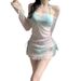 Women's Long Sleeve Two Piece Swimsuit Sexy Sweet Style Hot Girl Bikini For Beach Vacation Four Piece Hot Spring Swimsuit_ecoleips.com