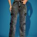 Aria Basics 2025 Cross-border European And American Women's Cargo Stretchy Multi-pocket Denim Black Long Pants, SMX Independent_ecoleips.com