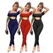 JP1029 Sexy And Elegant Ribbed Tube Top Short Sleeve Strap Pants Two-Piece Set_ecoleips.com