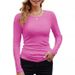 Women's Clothing Basic Round Neck Long Sleeve T-Shirt 2026 New Style Solid Color Ribbed Rayon_ecoleips.com