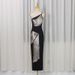 Summer Fashion High-End Sequined One-Shoulder Bodycon Dress Versatile Elegant Sexy Evening Gown For Women_ecoleips.com