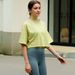 Spice Girl Short Sleeve T-Shirt Women's Summer Heavy Cotton Short Navel Crew Neck Sports Top_ecoleips.com