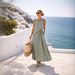 Women's Mediterranean Color Block Piped A-Line Midi Dress – Casual Boho Resort Gown For Summer 2026_ecoleips.com