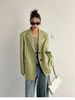 Women's PU Leather Blazer Jacket - Oversized Streetwear Coat With Lapel Collar, Edgy Biker Style (Black/Brown/Blue/Green, S-XL)_ecoleips.com