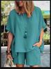Women's Clothing Spring And Summer New Suits Fashionable Temperament Loose Short Sleeved Shorts Cotton And Linen Two Piece Suit_ecoleips.com