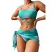 Women's Clothing Tie Dye Three Piece Mesh Skirt Split Bikini_ecoleips.com