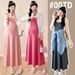 Autumn New Korean Fashion Maternity Dress Two-Piece Set With Strap Blouse_ecoleips.com