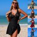 Women's Solid Color One Piece Swimsuit European American Style Sexy Hollow Out Bikini_ecoleips.com
