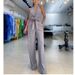 Women's clothing fashion temperament sleeveless hollow shirt high waist wide leg pants two-piece suit_ecoleips.com