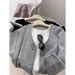 European American Style Korean V-neck Button-up Cardigan Jacket For Women, Spring And Autumn, Solid Color, Loose Fit,_ecoleips.com
