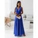 2025 Summer New Fashion Women's Dress Tie-neck V-neck Long Evening Gown Dress For Women Party Gala_ecoleips.com