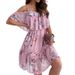 Cross-border 2026 New Spring Chiffon Printed Off-Shoulder Sexy Fashion Dress_ecoleips.com