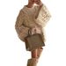 Women's Oversized Round Neck Sweater – Soft & Stylish Knit Top With Relaxed Fit, Pure Color For Casual & Office Wear (Rose Red, Beige, Blush Pink)_ecoleips.com