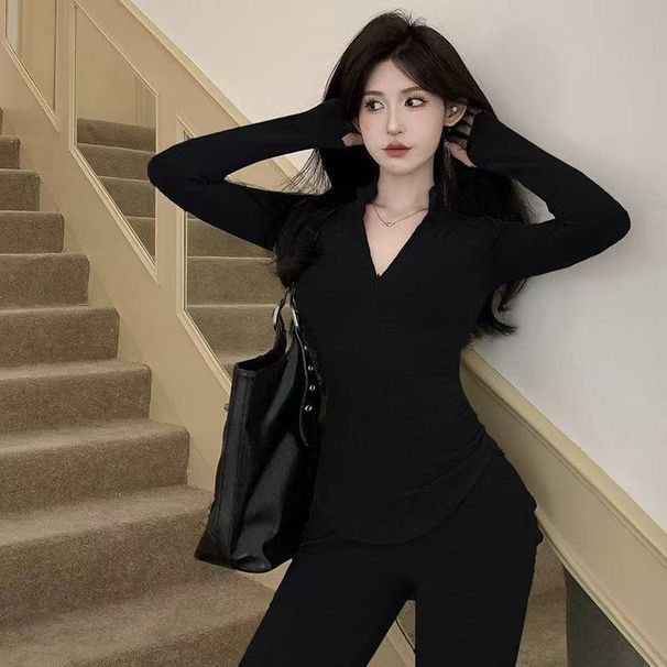New Stylish Elegant Casual Suit For Ladies, Featuring Stand-up Collar, Slimming Fit, And A Sporty Base Shirt With_ecoleips.com