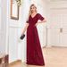 Women's Clothing Sexy Long Dress Short Sleeve V Neck Sequins Slim Fishtail Bridesmaid Banquet Evening Dress_ecoleips.com