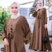 Women's Clothing Color Matching Lace Up Pullover Long Sleeved Long Skirt_ecoleips.com