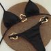 Women's Bikini Set Solid Color Swimsuit Sexy Beachwear With Irregular Metallic Trim Regular Size_ecoleips.com