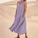 2026 Summer Pocketless Sleeveless Round Neck Cotton-Linen Dress For Women_ecoleips.com