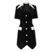 Women's Clothing Spring New Black And White Contrasting Color Velvet Two Piece Waist Slimming Celebrity Style Trendy Dress_ecoleips.com