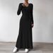 European And American Dress, Slim-fit Fashion Women's Clothing, Knitted Solid Color Long-sleeve_ecoleips.com