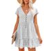 2022 European And American Spring/Summer Independent Website V-neck Buttoned Small Floral Short-sleeved Loose_ecoleips.com