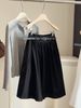 White a Line Midi Skirt for Women High Waisted Elegant Umbrella Skirt Elastic Waist Puffy Style Suitable for Petite New Summer_ecoleips.com