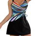 European American Style One Piece Swimsuit Striped Print Cinched Waist Sexy Vacation Beach Dress Polyester Regular Size_ecoleips.com