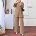 Women's Clothing Matching Autumn Long Sleeve Shirt Wide Leg Pants Outfit Muslim Sportswear Jacket_ecoleips.com