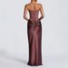 Luxury Solid Satin Strapless Waist‑Cinching Tie Sash Sexy Bodycon Long Party Dress_ecoleips.com