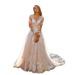 Women's Clothing High Waisted Long Sleeved Wedding Dress Luxury Travel Photography Gown Heavy Duty Train Fashion High End Temperament_ecoleips.com