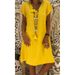 Pure-Color Short-Sleeved V-Neck Dress Eight Size Options Eleven Color Choices Popular Versatile Casual Dress_ecoleips.com
