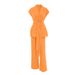 Women's Clothing Versatile vitality orange cotton and linen commuting street style sleeveless lace-up vest wide-leg pants suit_ecoleips.com