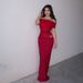 Women's Style Slim Fit One Shoulder Dress With Temperament, Hollowed Out Mesh Splicing, Pure Desire Long Skirt_ecoleips.com