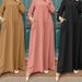 Women's Clothing Casual Solid Color Stitching Elastic Cuffs Ladies Dress Long Skirt_ecoleips.com