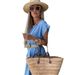 European And American Cross-border Women's Clothing 2026 Spring-summer New Fashion Waist-cinching Simple Round-neck_ecoleips.com