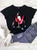 European American Cross-border Foreign Trade Women's Short-sleeve T-shirt With High-heeled Shoe Pattern And Round Neck_ecoleips.com