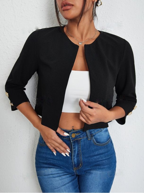 Women's Clothing Fashion Casual Temperament Commuter Niche Top Round Neck Jacket _ecoleips.com