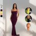 Women's Clothing Sexy Slim Tight Halter Neck Large Backless Pleated Hip Sexy Long Dress_ecoleips.com