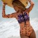 Women's Long Sleeve Sunscreen Swimsuit 2025 European American Style One Piece with Cover up Skirt Sexy Vacation Beach Dress_ecoleips.com