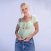 Voya Women's Spring And Summer New Sexy T-shirt Short Sleeved T-shirt Unique Design Sense Short Hollow Top_ecoleips.com