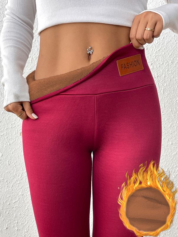 Women's Clothing Coffee Colored Lambskin Warm Pants For Women In Winter, High Waist And Slimming With Fleece Lining_ecoleips.com