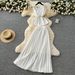 Women's Clothing Round Neck Sleeveless Top High Waist Slimming Big Swing Pleated Skirt Two Piece Suit_ecoleips.com