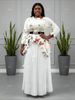 Women's Clothing Plus Size Women's Casual Two Piece Suit Dress Set Pleated Print Fashion Top Long Skirt European American Style_ecoleips.com