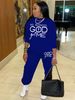 Women's Autumn And Winter Hip-hop Casual Street GOD Letter Pattern Printed Round Neck Sports Shirt+sports Pants Warm Set-660_ecoleips.com