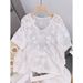 Women's 3D Floral Cotton T-Shirt Loose Fit Top With Retro Fashion Embroidery_ecoleips.com