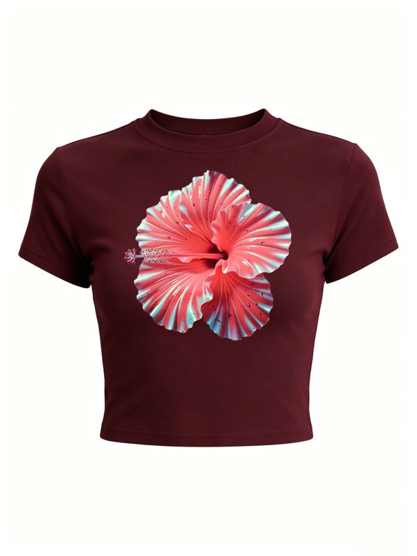 Casual Women’s Y2K Crop Top, Fashion Logo Print Tee, Trendy Street Style Top_ecoleips.com