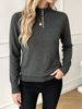 Women Lightweight Breathable Thin Knit Sweater, Mock Neck Half Placket Button Long Sleeve Cuff Buttons Slim Fit Casual Commuter Knitted Top_ecoleips.com