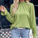 Women's Solid Color Ruffled Collar Loose Fit Chiffon Blouse – French Style Long Sleeve Top For Spring Summer_ecoleips.com