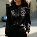 Satin Lace Trim Stand Collar Shirt Top for Women Elegant Fashion England Style Regular Fit Spring/Autumn Summer_ecoleips.com